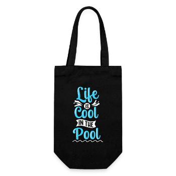 Das Leben Ist Cool Im Pool Schwimmen Sport - Geschenkbeutel für Flaschen - Schwarz - Vorne