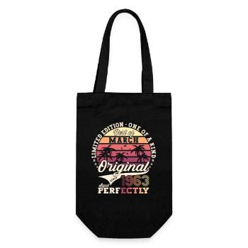 March Born 1963 60th birthday Man Original 63 - Gift Bag for Bottles - black - Front
