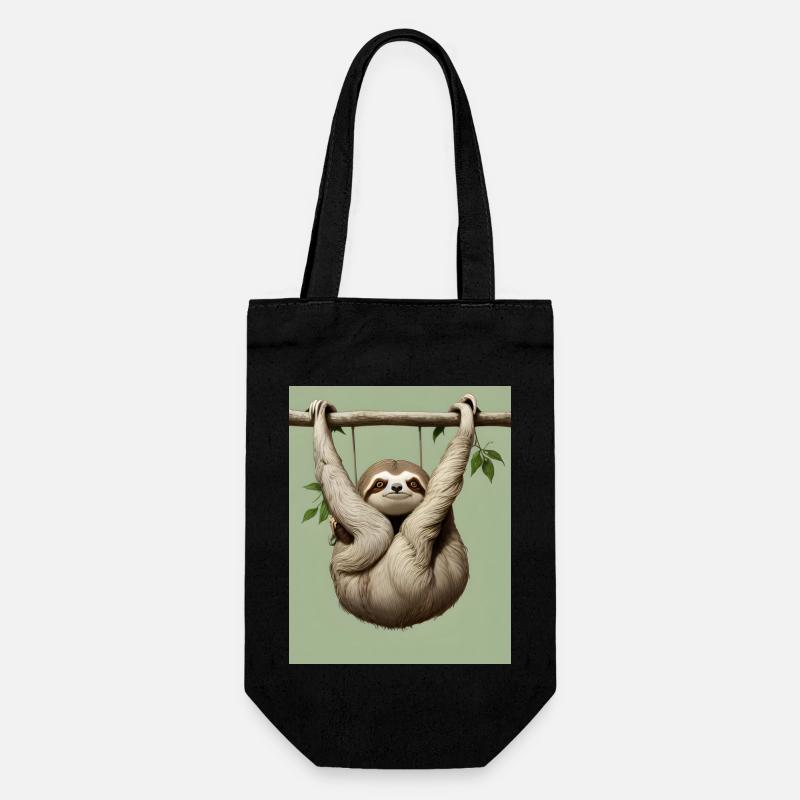Sloth hangs out relaxed - Gift Bag for Bottles - black