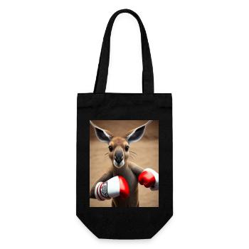 Boxen Känguru Comic Zeichnung Tier Australien - Geschenkbeutel für Flaschen - Schwarz - Vorne