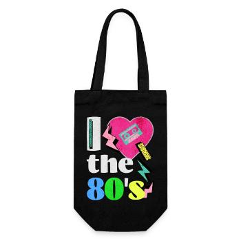 Ich liebe die 80er - Geschenkbeutel für Flaschen - Schwarz - Vorne