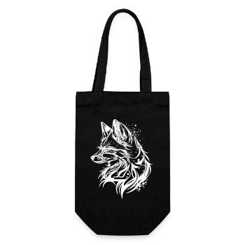 Eleganter Fuchs in Tribal Tattoo Tinte - Geschenkbeutel für Flaschen - Schwarz - Vorne