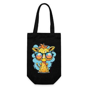 Kawaii mignonne girafe colorée heureuse avec des lunettes de soleil - Sac à bouteille - noir - Devant