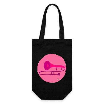 Pink Posaune - Geschenkbeutel für Flaschen - Schwarz - Vorne