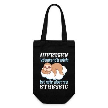 Lustiger Spruch Stress Aufregen Faultier im Büro - Geschenkbeutel für Flaschen - Schwarz - Vorne