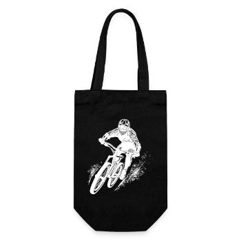Mountain bikers with bike and helmet - Gift Bag for Bottles - black - Front