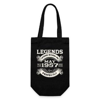 66th Birthday Man May Born 1957 Legendary - Gift Bag for Bottles - black - Front