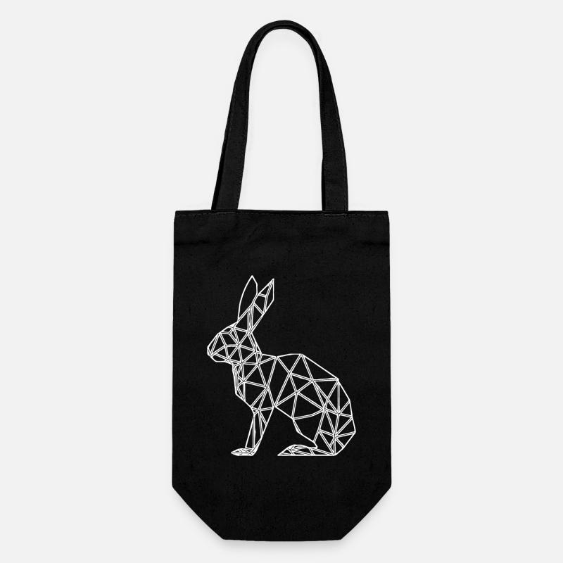 Géométrique Lapin Lignes mignonnes Lapin - Sac à bouteille - noir