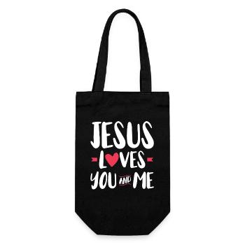 Jésus nous aime, toi et moi, la foi chrétienne - Sac à bouteille - noir - Devant