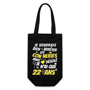 conneries 22 ans / humour anniversaire 22 ans - Sac à bouteille - noir - Devant