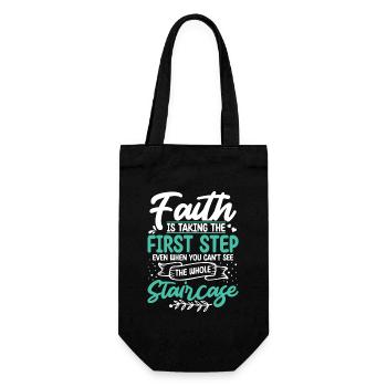 Der Glaube Ist Der Erste Schritt Christ Jesus - Geschenkbeutel für Flaschen - Schwarz - Vorne