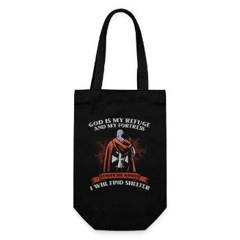 Gott Ist Meine Zuflucht Und Meine Festung - Geschenkbeutel für Flaschen - Schwarz - Vorne