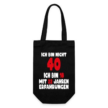Geburtstag Motiv | Ich bin nicht 40 ich bin 18 - Geschenkbeutel für Flaschen - Schwarz - Vorne