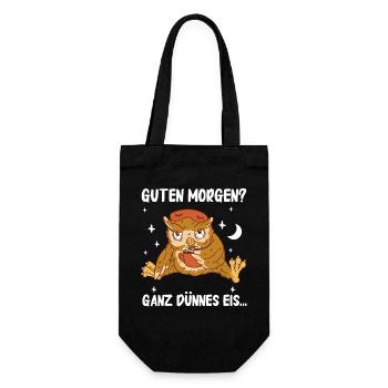 Nachteule Eule Eulen Vogel - Geschenkbeutel für Flaschen - Schwarz - Vorne