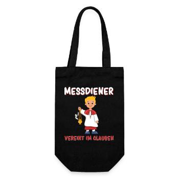 Messdiener Vereint im Glauben - Geschenkbeutel für Flaschen - Schwarz - Vorne