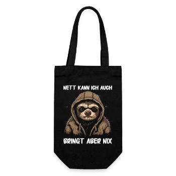 Faultier Faultiere Tier Schlafen Faul - Geschenkbeutel für Flaschen - Schwarz - Vorne