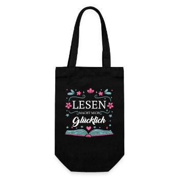 Buch Lesen Bücher Buch Nerd Bücherwurm - Geschenkbeutel für Flaschen - Schwarz - Vorne