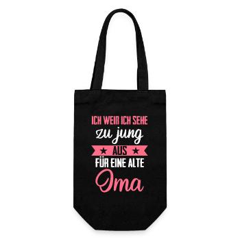 Oma Großmutter Großeltern Muttertag Familie - Geschenkbeutel für Flaschen - Schwarz - Vorne
