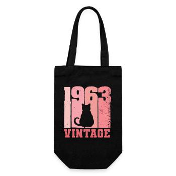 1963 katze vintage rosa pink - Geschenkbeutel für Flaschen - Schwarz - Vorne