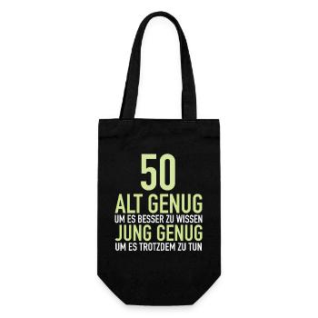 Geschenk 50 Jahre Geburtstagskind - Geschenkbeutel für Flaschen - Schwarz - Vorne