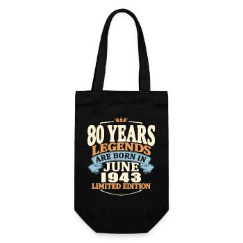 Legenden werden im Juni 1943 geboren - 80 Jahre - Geschenkbeutel für Flaschen - Schwarz - Vorne