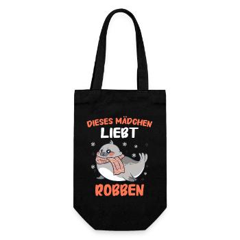 Robbe Robben Seerobbe Seelöwe Tier Seehund - Geschenkbeutel für Flaschen - Schwarz - Vorne