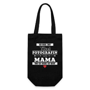 Ich habe zwei Titel Fotografin und Mama - Geschenkbeutel für Flaschen - Schwarz - Vorne