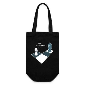 Schach Schachspieler Schachfigur - Geschenkbeutel für Flaschen - Schwarz - Vorne