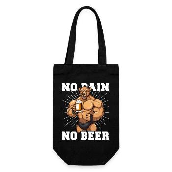 Bodybuilder Gym Bier No Pain No Beer - Geschenkbeutel für Flaschen - Schwarz - Vorne