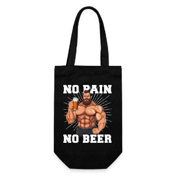 Bodybuilder Gym Bier No Pain No Beer - Geschenkbeutel für Flaschen - Schwarz - Vorne