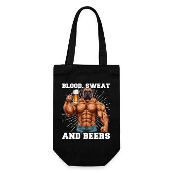 Bodybuilder Gym Bier Blood Sweat And Beer - Geschenkbeutel für Flaschen - Schwarz - Vorne