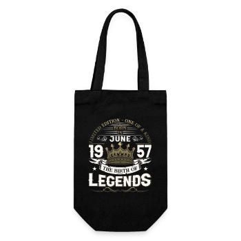 66. Geburtstag Mann Juni Jahrgang 1957 Legendary - Geschenkbeutel für Flaschen - Schwarz - Vorne