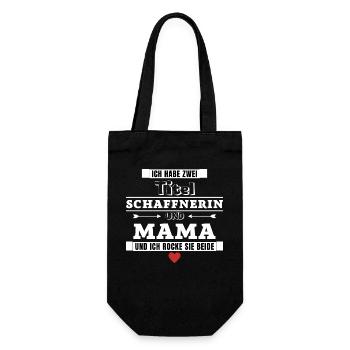 Ich habe zwei Titel Schaffnerin und Mama - Geschenkbeutel für Flaschen - Schwarz - Vorne