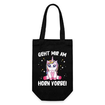 Einhorn Einhörner Fabelwesen Mystisch - Geschenkbeutel für Flaschen - Schwarz - Vorne