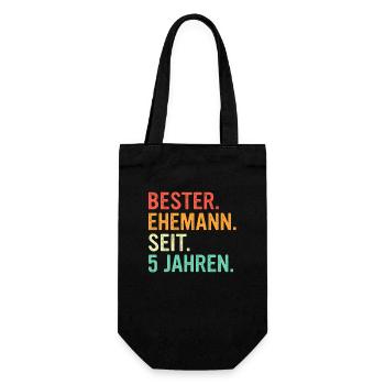 5 Hochzeitstag Geschenk Ehejahre - Geschenkbeutel für Flaschen - Schwarz - Vorne