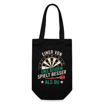 Dart Darts Dartspieler Dartsport - Geschenkbeutel für Flaschen - Schwarz - Vorne