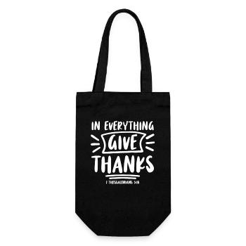 In all things, Bible verse thanks to faith Jesus Christ - Gift Bag for Bottles - black - Front