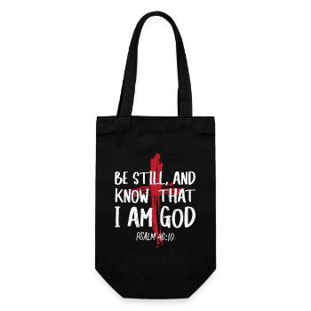 Sei Still Und Wisse, Dass Ich Gott Bin Psalm - Geschenkbeutel für Flaschen - Schwarz - Vorne