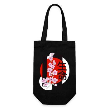 Kirschblüten - Geschenkbeutel für Flaschen - Schwarz - Vorne