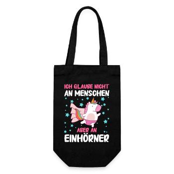 Einhorn Einhörner Fabelwesen Mystisch - Geschenkbeutel für Flaschen - Schwarz - Vorne