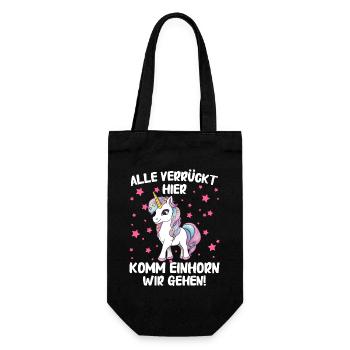 Einhorn Einhörner Fabelwesen Mystisch - Geschenkbeutel für Flaschen - Schwarz - Vorne