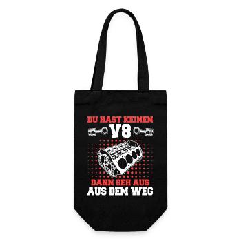 V8 Motor Acht Zylinder Hubraum Motor Tuning Tuner - Geschenkbeutel für Flaschen - Schwarz - Vorne