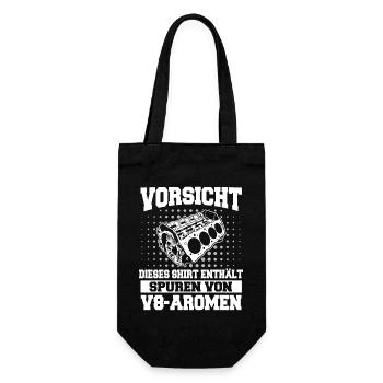 V8 Motor Acht Zylinder Hubraum Motor Tuning Tuner - Geschenkbeutel für Flaschen - Schwarz - Vorne