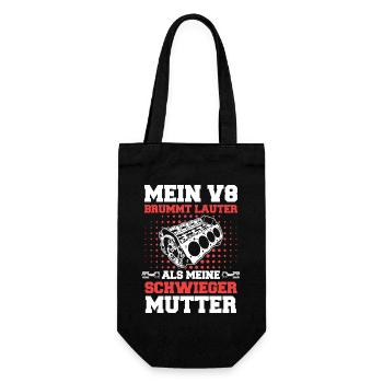 V8 Motor Acht Zylinder Hubraum Motor Tuning Tuner - Geschenkbeutel für Flaschen - Schwarz - Vorne