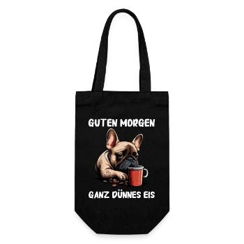 Französische Bulldogge Frenchie Hund - Geschenkbeutel für Flaschen - Schwarz - Vorne
