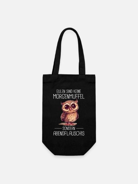 Nachteule Eule Eulen Vogel - Geschenkbeutel für Flaschen - Schwarz