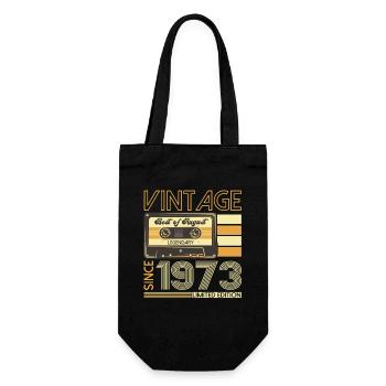 50th Birthday Man August Vintage 1973 Cassette - Gift Bag for Bottles - black - Front