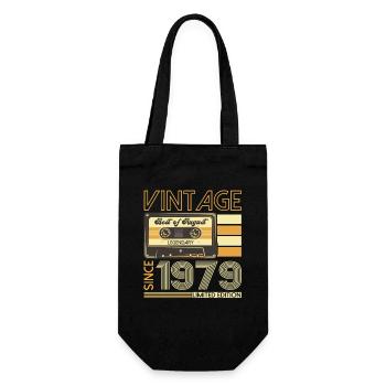 44th Birthday Man August Vintage 1979 Cassette - Gift Bag for Bottles - black - Front
