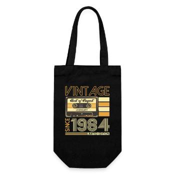 39th Birthday Man August Vintage 1984 Cassette - Gift Bag for Bottles - black - Front