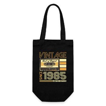 38th Birthday Man August Vintage 1985 Cassette - Gift Bag for Bottles - black - Front